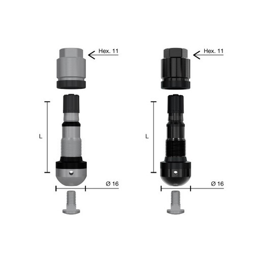 1321 Metal valves for variable angle TPMS sensors