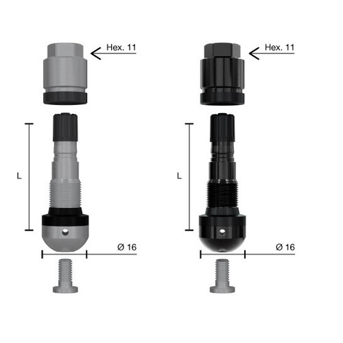 1320 U Metal valves for variable angle TPMS sensors