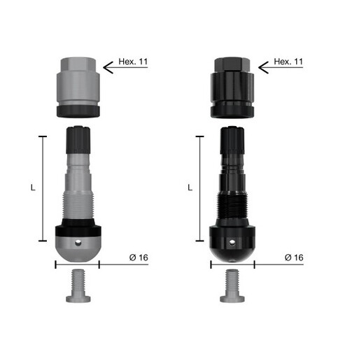 1320 U/A/BL Valvole metalliche per sensori TPMS ad angolo variabile