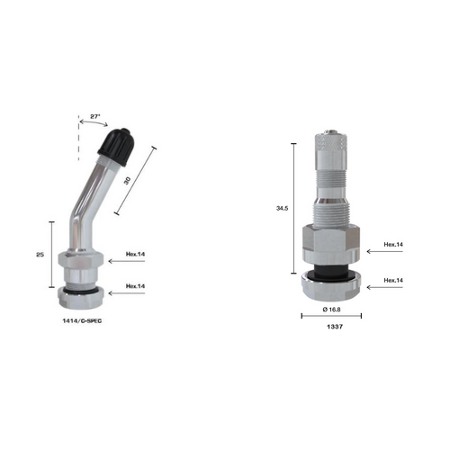 TRUCK TUBELESS VALVE 1337 - 1414/C 1342 ALCOA